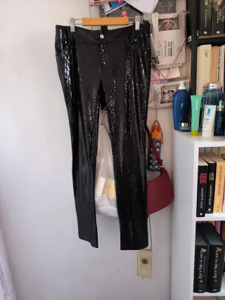 Pantalón lentejuelas Zara negro mujer