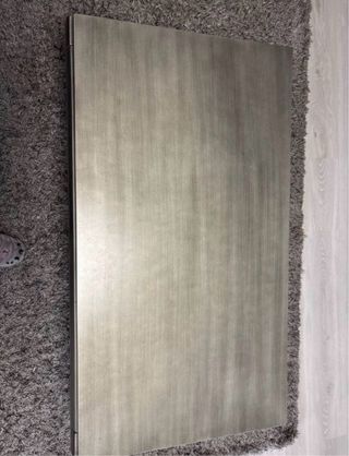 Mueble salón negro y plata con vitrina