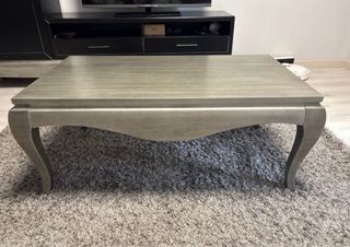 Mueble salón negro y plata con vitrina