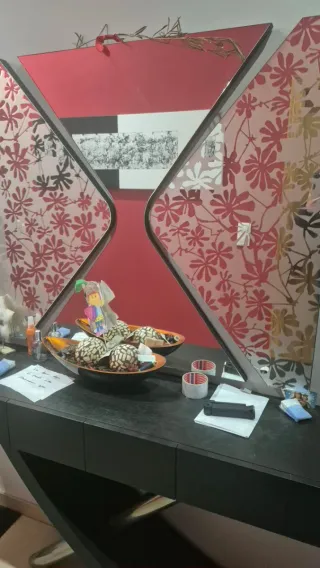 Mueble recibidor entrada madera y metal