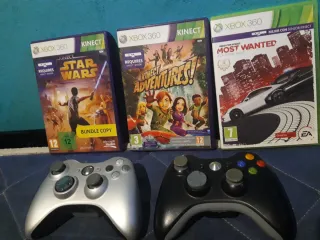 Lote Xbox 360: 2 Mandos y 3 Juegos Kinect