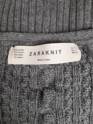 Cardigan Zara punto ochos gris