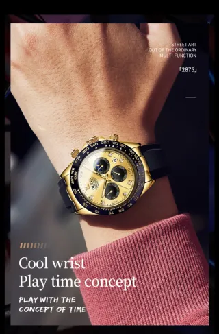 Reloj OLEVS Cronógrafo Oro y Negro multifuncional