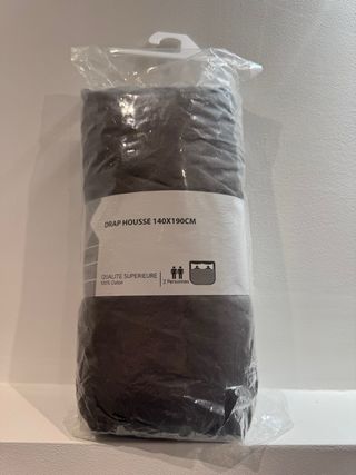 Sábana bajera 140x190cm 100% Algodón Gris