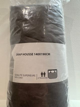 Sábana bajera 140x190cm 100% Algodón Gris