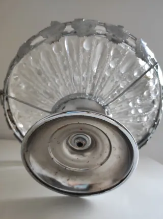 Frutero vintage cristal y metal cromado