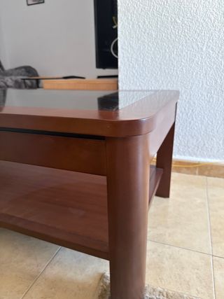 Mesa de centro madera maciza y cristal