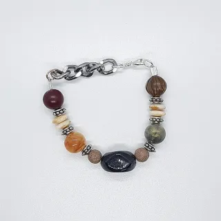 Bracciale artigianale pietra marrone catena