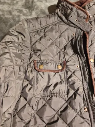 Chaqueta acolchada verde y marrón