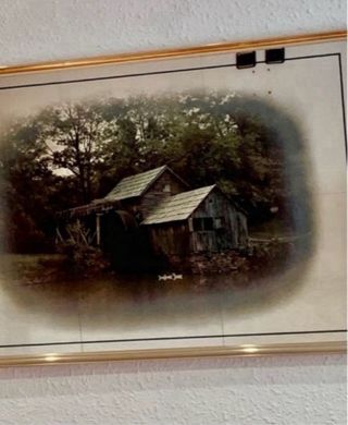 Pintura sobre cristal espejo marco dorado 65x95cm