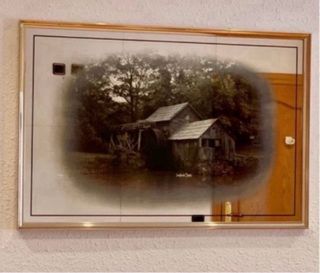 Pintura sobre cristal espejo marco dorado 65x95cm