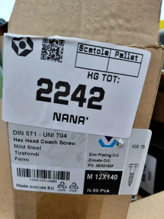 Vite tirafondo 12 mm