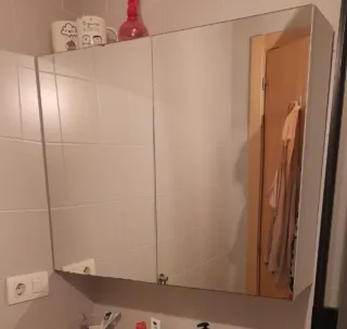 Armario baño espejo madera y cristal