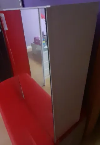 Armario baño espejo madera y cristal