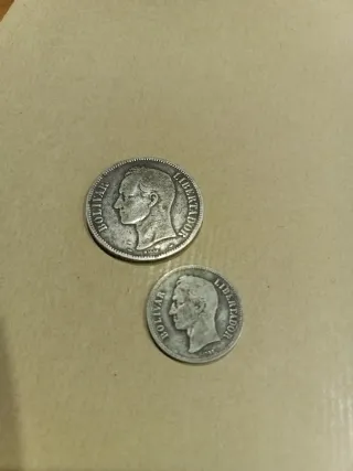 2 monedas de plata moneda 25 +10 gramos venezuela