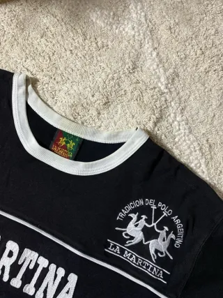Camiseta La Martina Manga Larga Negra y Blanca