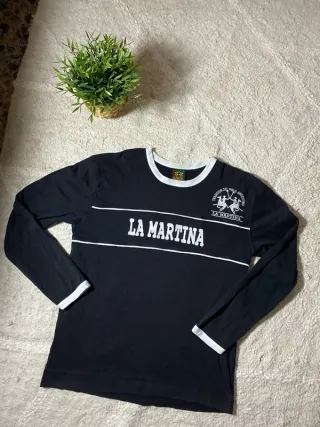 Camiseta La Martina Manga Larga Negra y Blanca