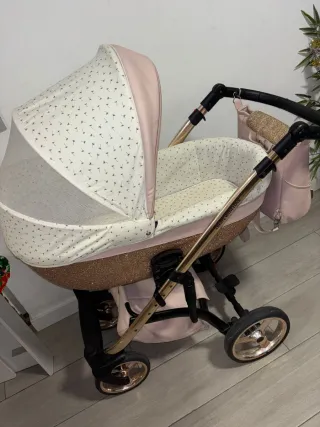 Carrito de bebé 3 piezas rosa
