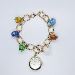 Bracciale artigianale catena orologio charm pietra