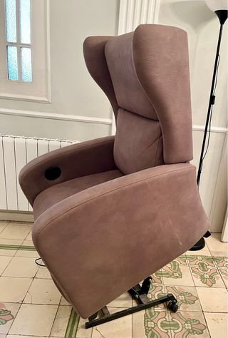Sillón relax eléctrico polipiel marrón-topo.