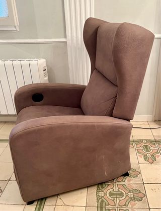 Sillón relax eléctrico polipiel marrón-topo.