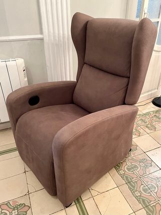 Sillón relax eléctrico polipiel marrón-topo.