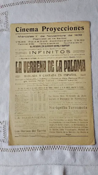 Cartel Cine La Verbena de la Paloma 1939