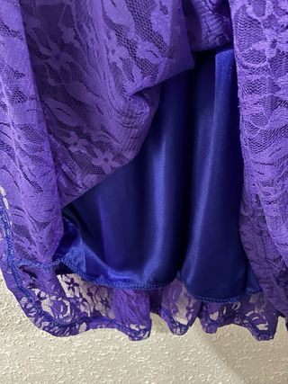 Vestido encaje dos tonos morado suave  y azul