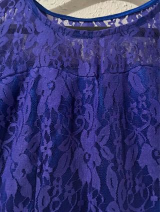 Vestido encaje dos tonos morado suave y azul