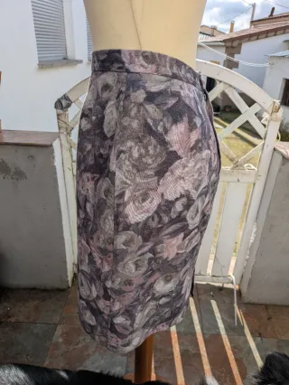 Falda tubo vintage flores talla 34