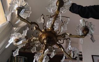 Lampara de araña con lágrimas de cristal