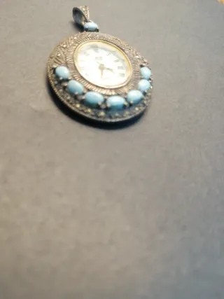 Colgante Reloj Plata Turquesas