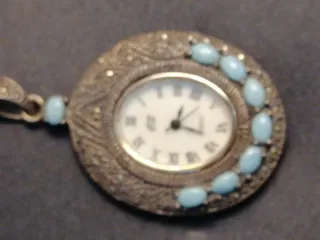 Colgante Reloj Plata Turquesas