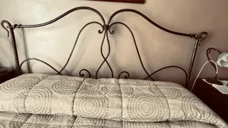 Letto ferro battuto beige e nero