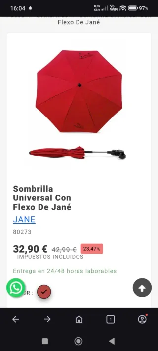 Sombrilla Jané con Flexo Universal