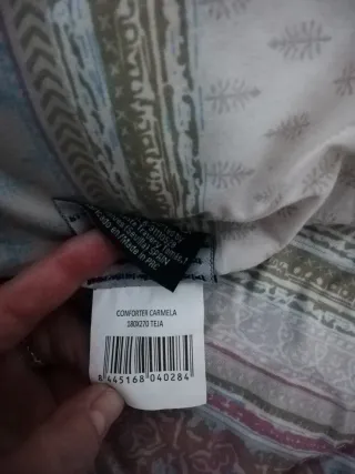 Edredón individual beige y rosa