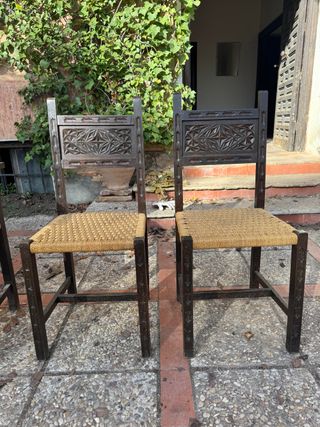 Conjunto 7 Sillas Madera Tallada