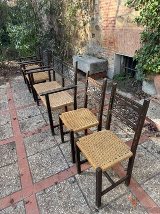 Conjunto 7 Sillas Madera Tallada