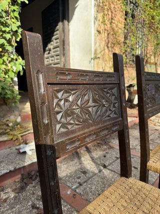 Conjunto 7 Sillas Madera Tallada