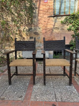 Conjunto 7 Sillas Madera Tallada