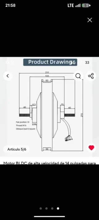 Rueda eléctrica 3500W 14"