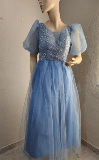 Vestido de 15/Fiesta Azul y Plateado