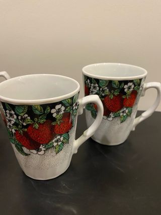 4 Tazas Vintage Cerámica Frutas