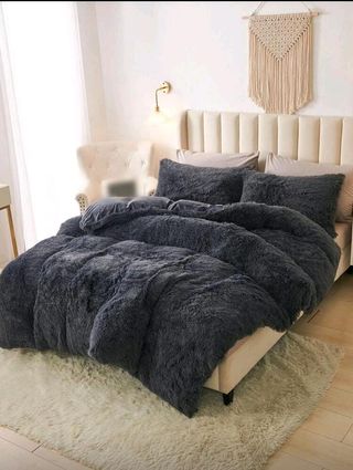 Edredón Peluche Gris Suave