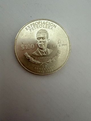 Moneda Plata 100$ Expropiación Petrolera