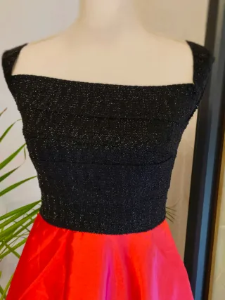 Vestido fiesta negro y rojo