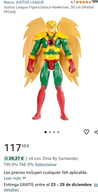 FIGURA DC HAWKMAN HOMBRE HALCÓN GRANDE