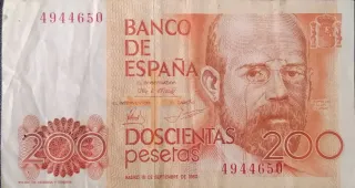 2 Billetes antiguos españoles 200 y 1000 Pts