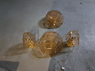 Conjunto lámparas habitación oro y cristal