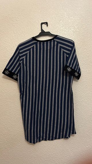 Camiseta Rayas Azul y Gris Hombre